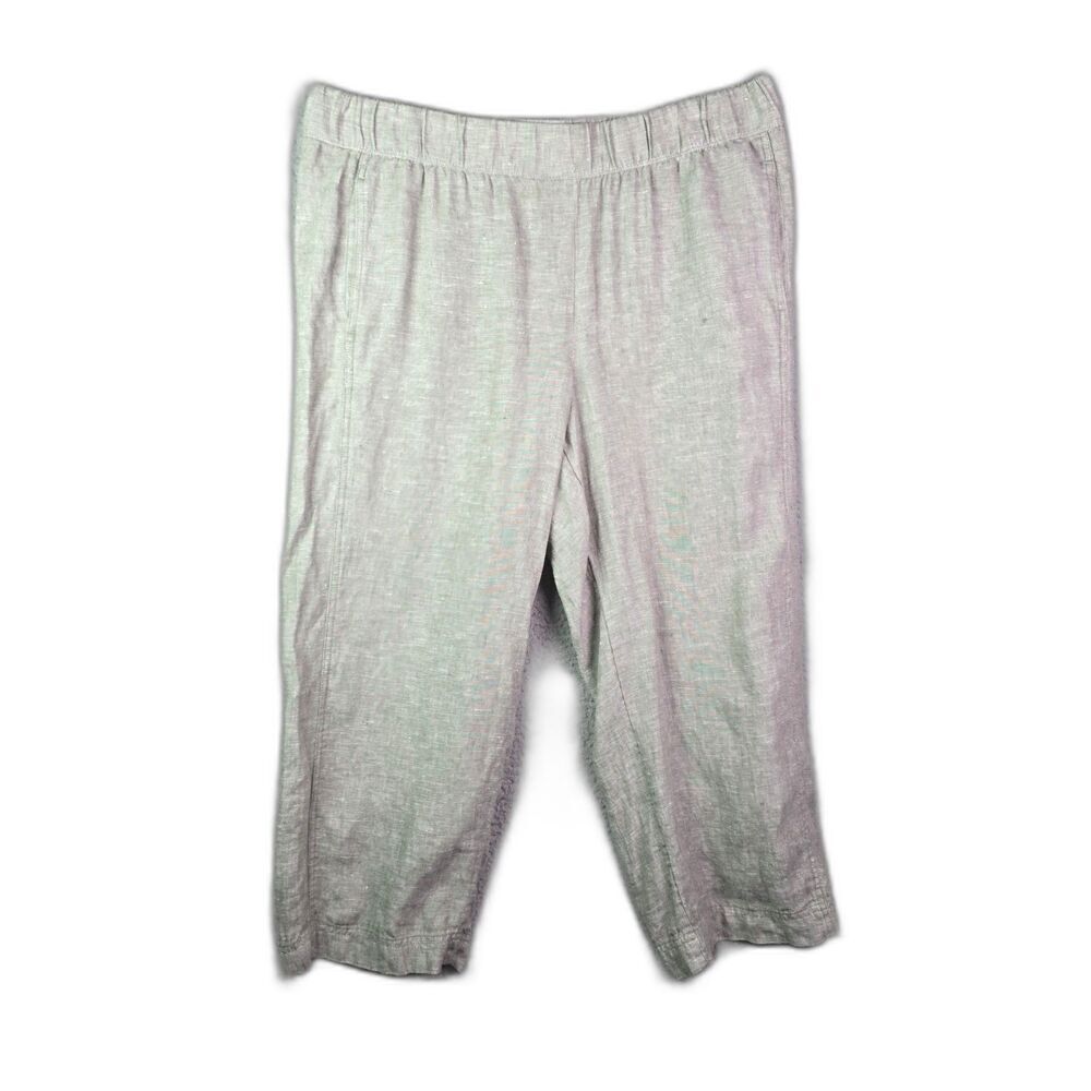 J Jill Pure Jill Linen Cropped Pants Sage Green L Quiet Luxury Relaxed Fit